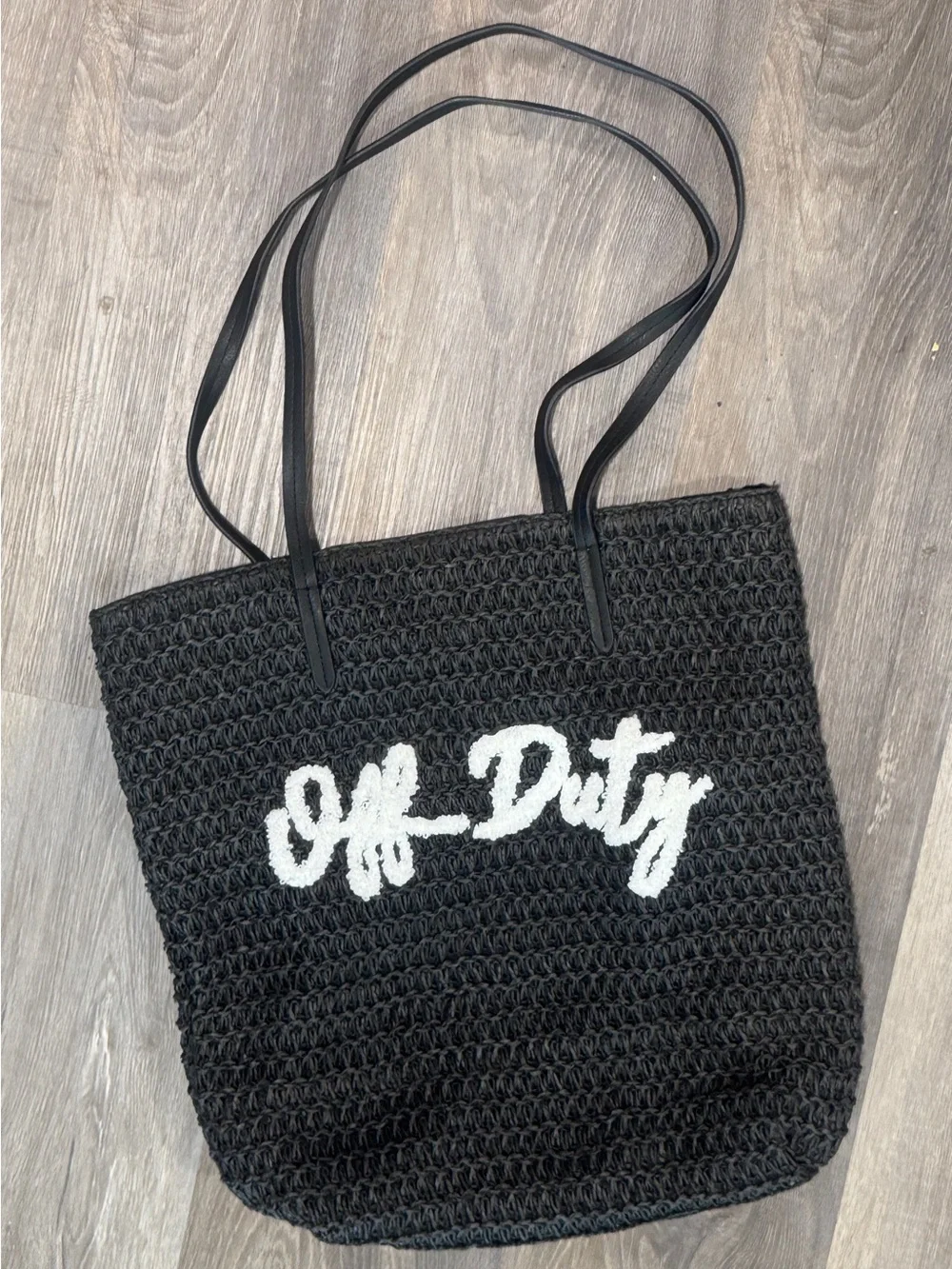 Black Crochet Tote with White 